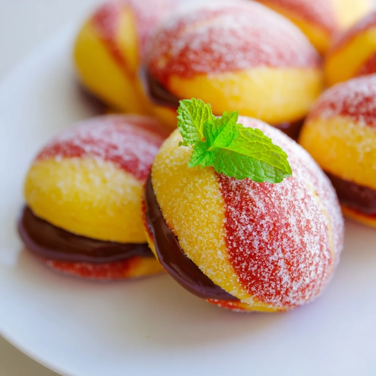 Golden Italian peach cookies with sweet centers rolled in coarse sugar crystals