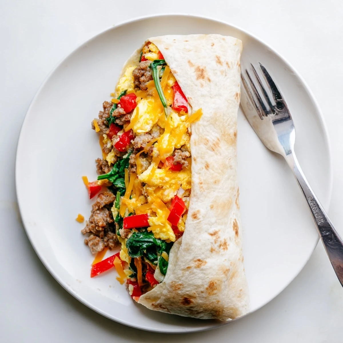 Warm flour tortillas rolled around seasoned egg and sausage mixture in these make-ahead breakfast burritos