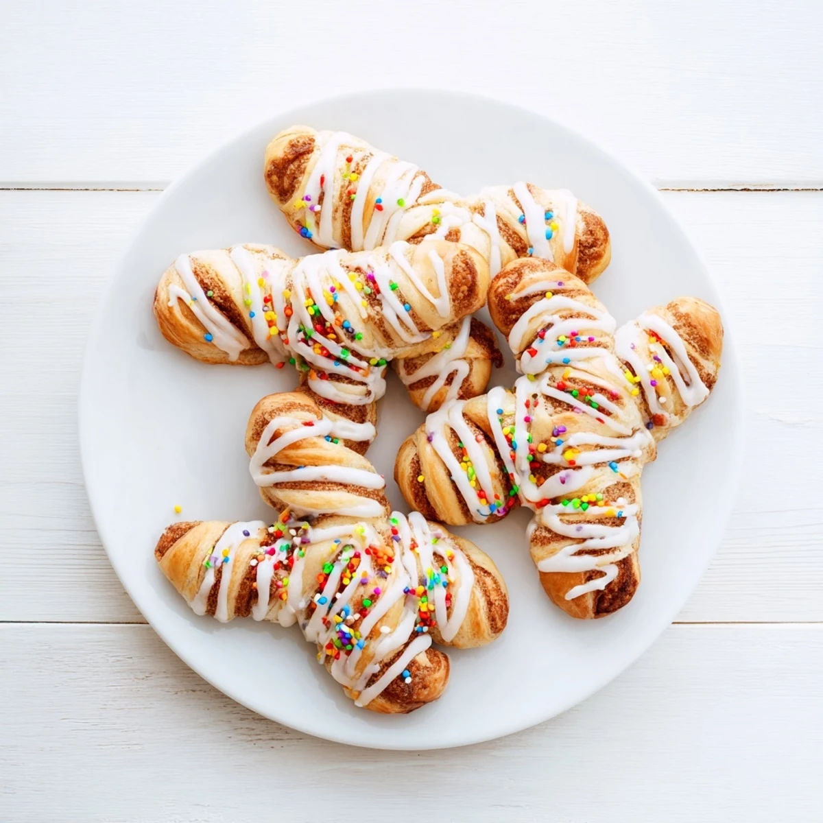 Flaky cinnamon sugar Easter Bunny Twists shaped like bunny ears arranged on a parchment-lined baking sheet