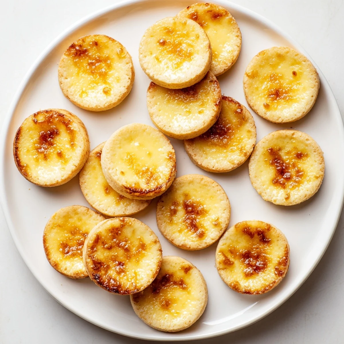 Buttery shortbread cookies topped with vanilla custard and crisp torched sugar layer