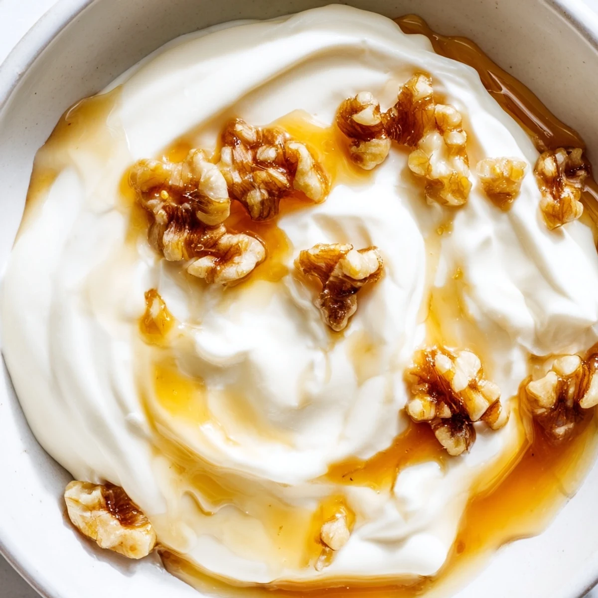 Glass jar of velvety Greek yogurt garnished with cinnamon and pomegranate seeds on wooden table