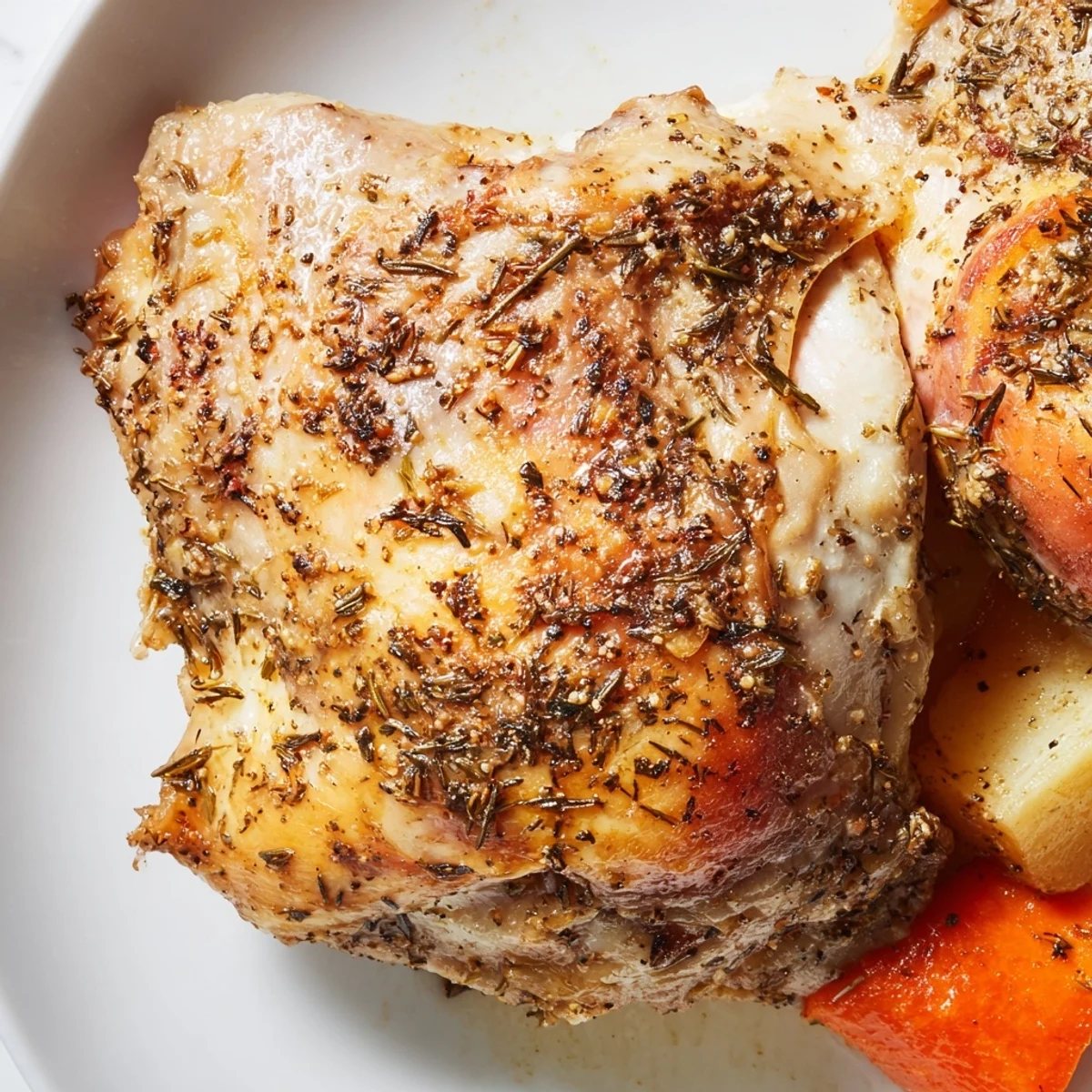 Slow cooker chicken dinner featuring fall-apart meat and root vegetables in rich broth