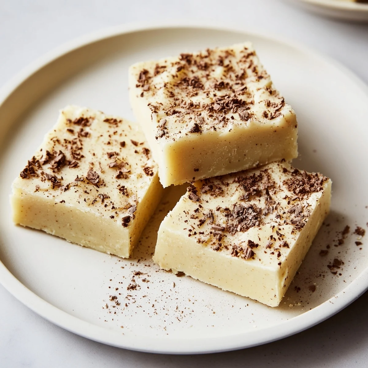 Rich, spiced Eggnog Fudge bites nestled in tin, perfect holiday gift