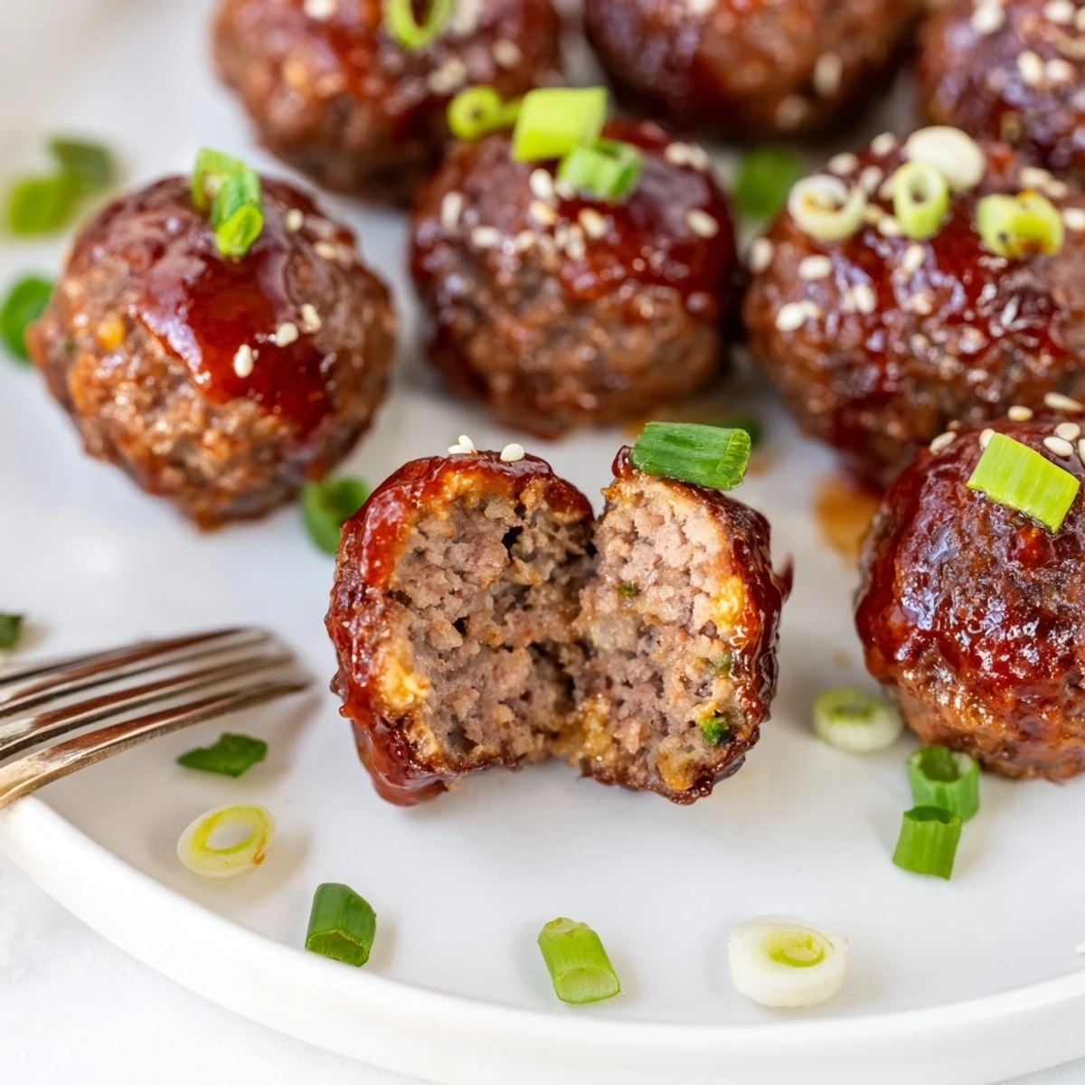 Crisp edged Firecracker Meatballs tossed in hot honey and vinegar sauce, party ready