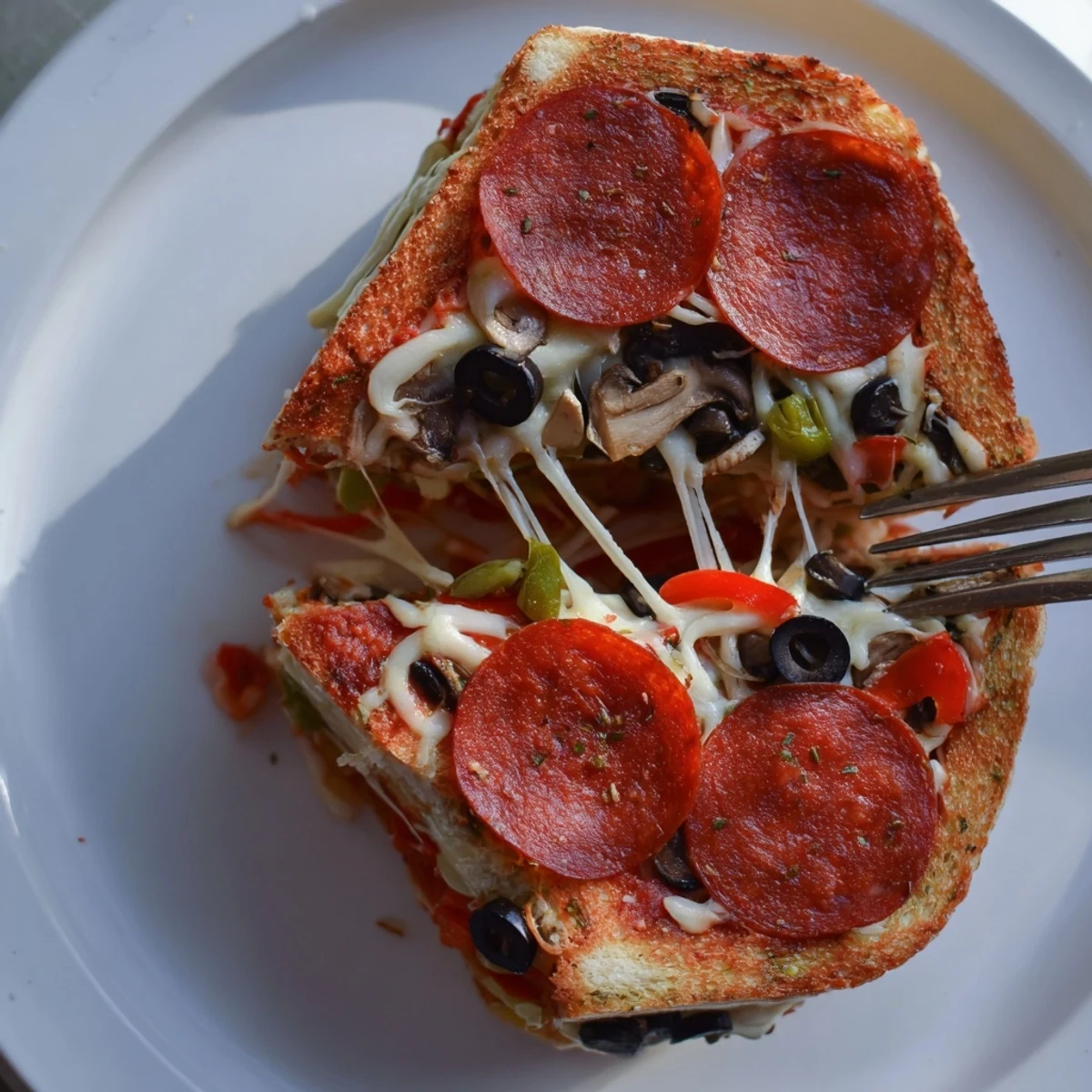 Golden Pie Iron Pizza Pockets oozing melted mozzarella, cooked over campfire