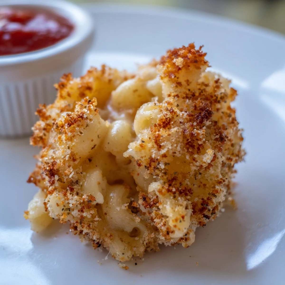 Fried Mac And Cheese Bites piled on a platter, golden and steaming  