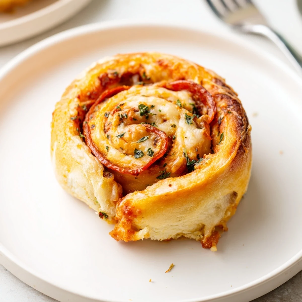 Sliced Homemade Pizza Rolls revealing gooey mozzarella, served with marinara for dipping