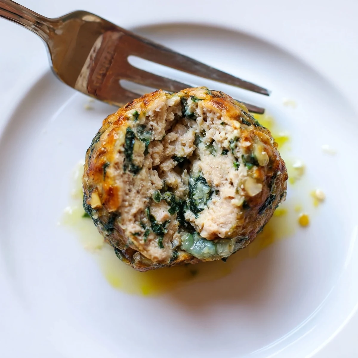 Herb-speckled Low Carb Spinach Chicken Meatballs juicy, paired with a crisp salad