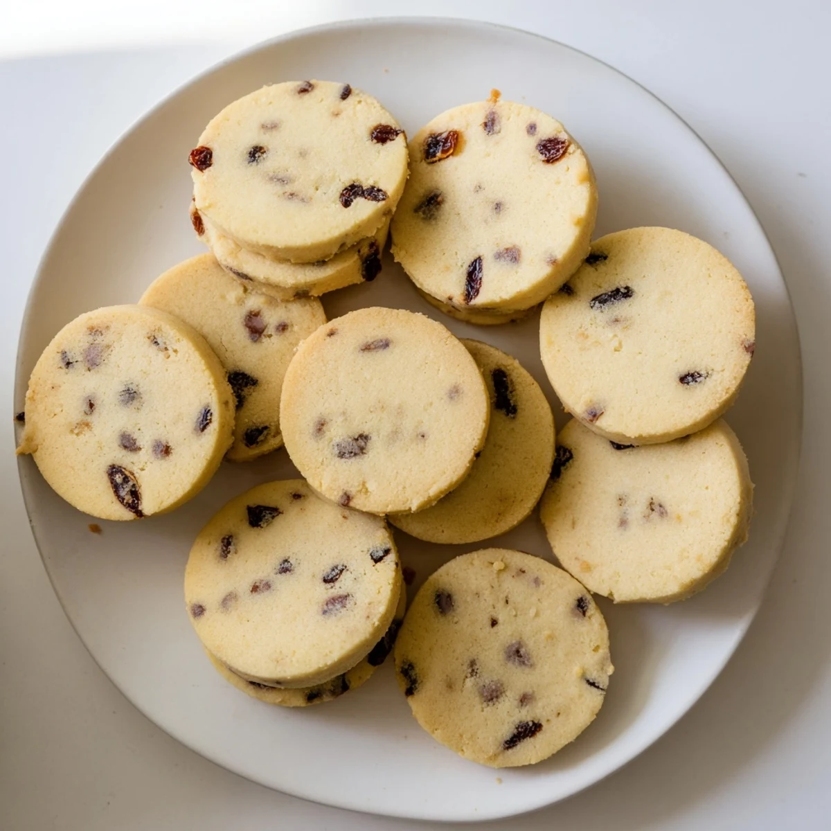 Holiday Christmas maraschino cherry shortbread cookies arranged on a festive serving tray with greenery