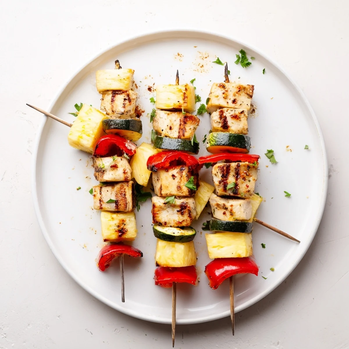 Savory grilled chicken kabops with pineapple and zucchini ready for summer barbecues