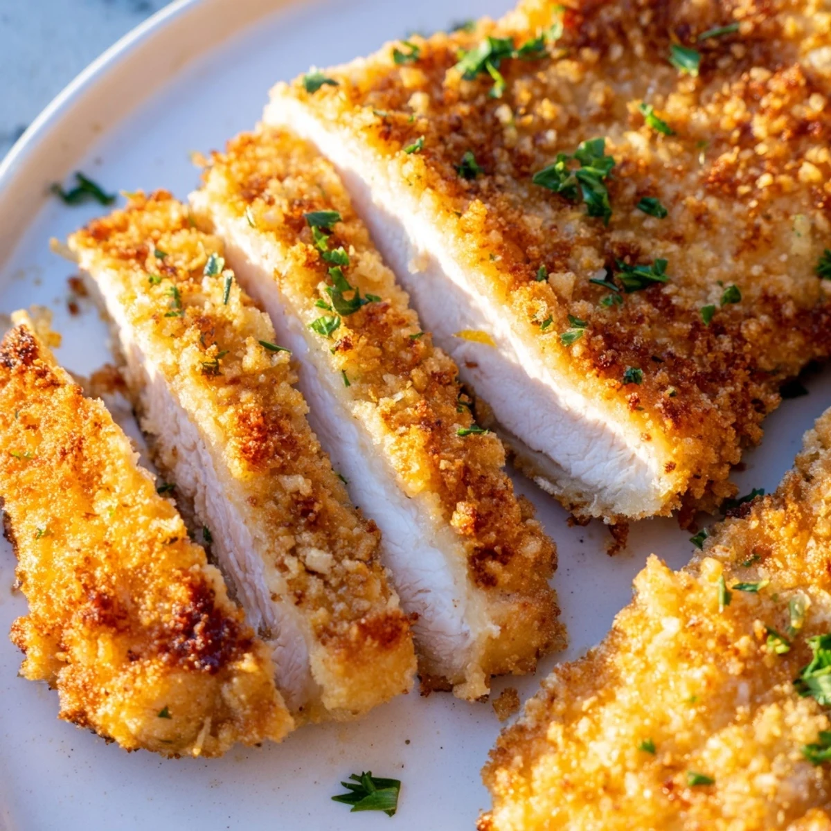 Crispy golden lemon chicken pieces resting on wire rack after baking to perfection