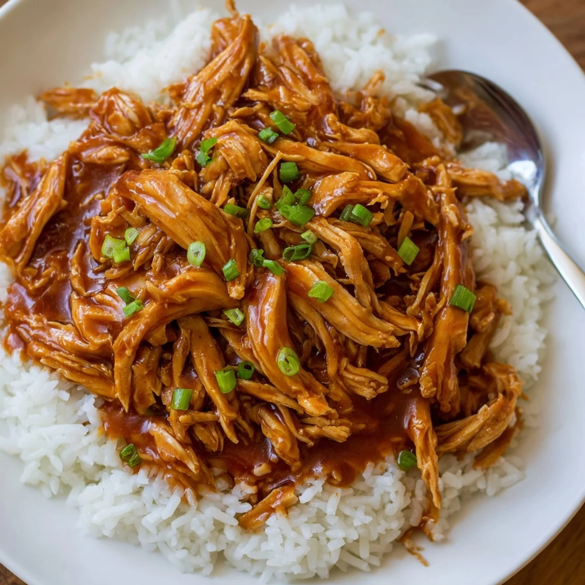 A bowl of Crockpot Honey Garlic Chicken with steamed vegetables, fragrant ginger aroma