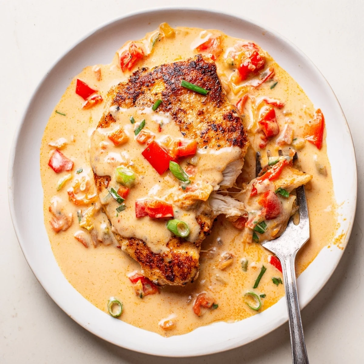 Mississippi Mud Chicken plated with creamy sauce, smoky paprika aroma, parsley garnish