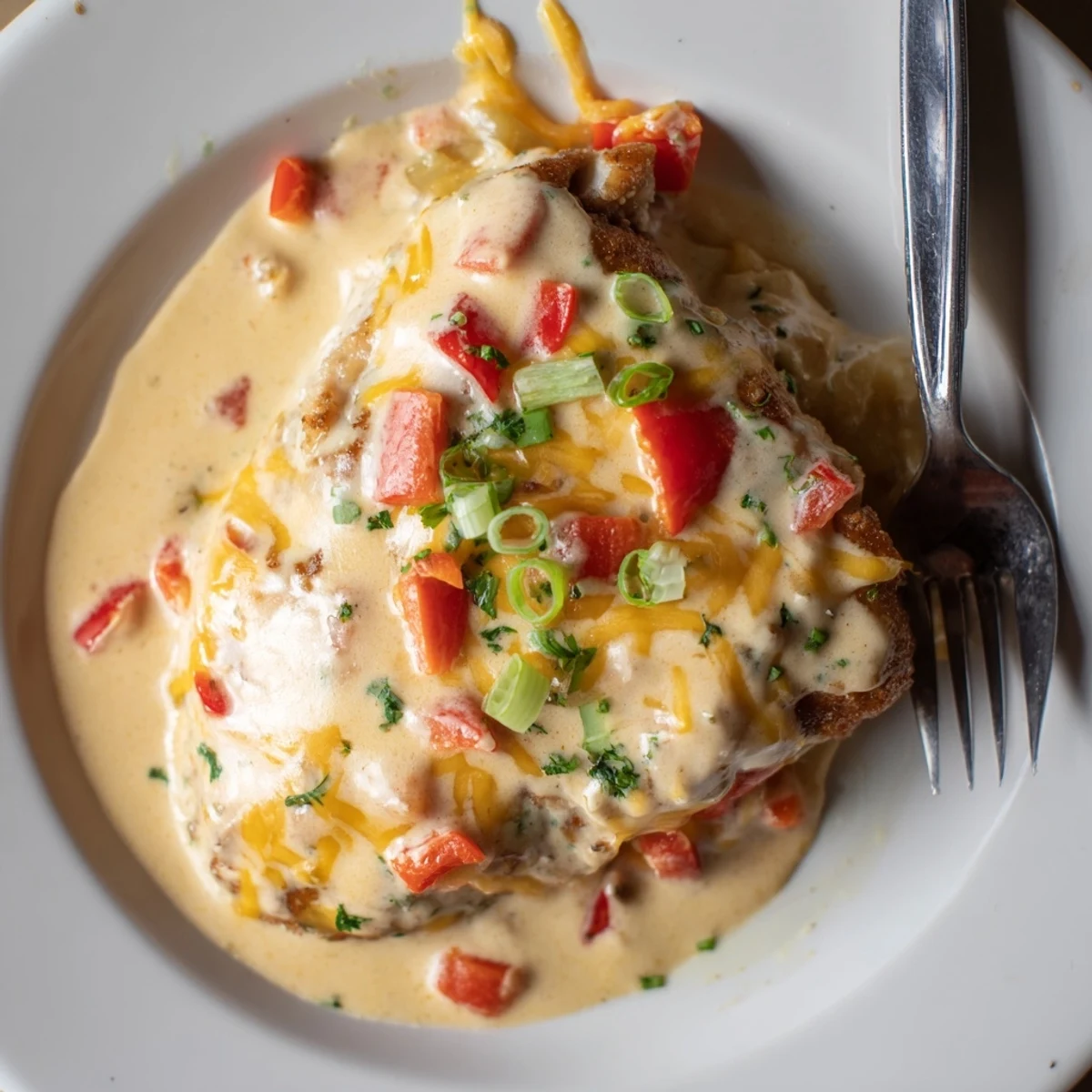 Family-style Mississippi Mud Chicken served over mashed potatoes, rich buttery sauce