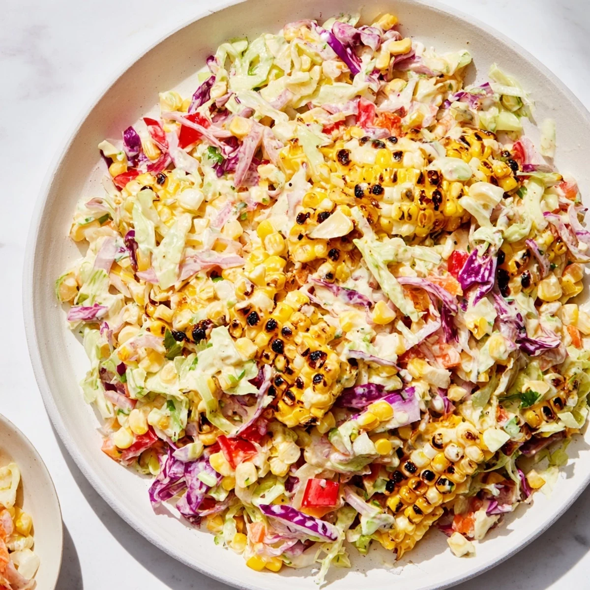 Chilled Mexican Corn Coleslaw tossed with smoked paprika, jalapeño, honey sweet balance